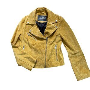 Bagatelle NYC Suede Leather Motorcycle Jacket Women's Size Medium Yellow Biker